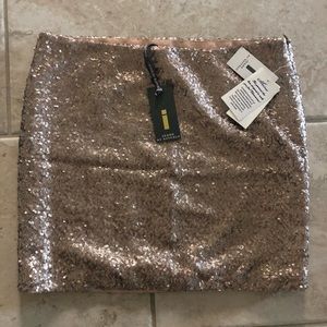 ROSE GOLD PEWTER matte sequin mini skirt